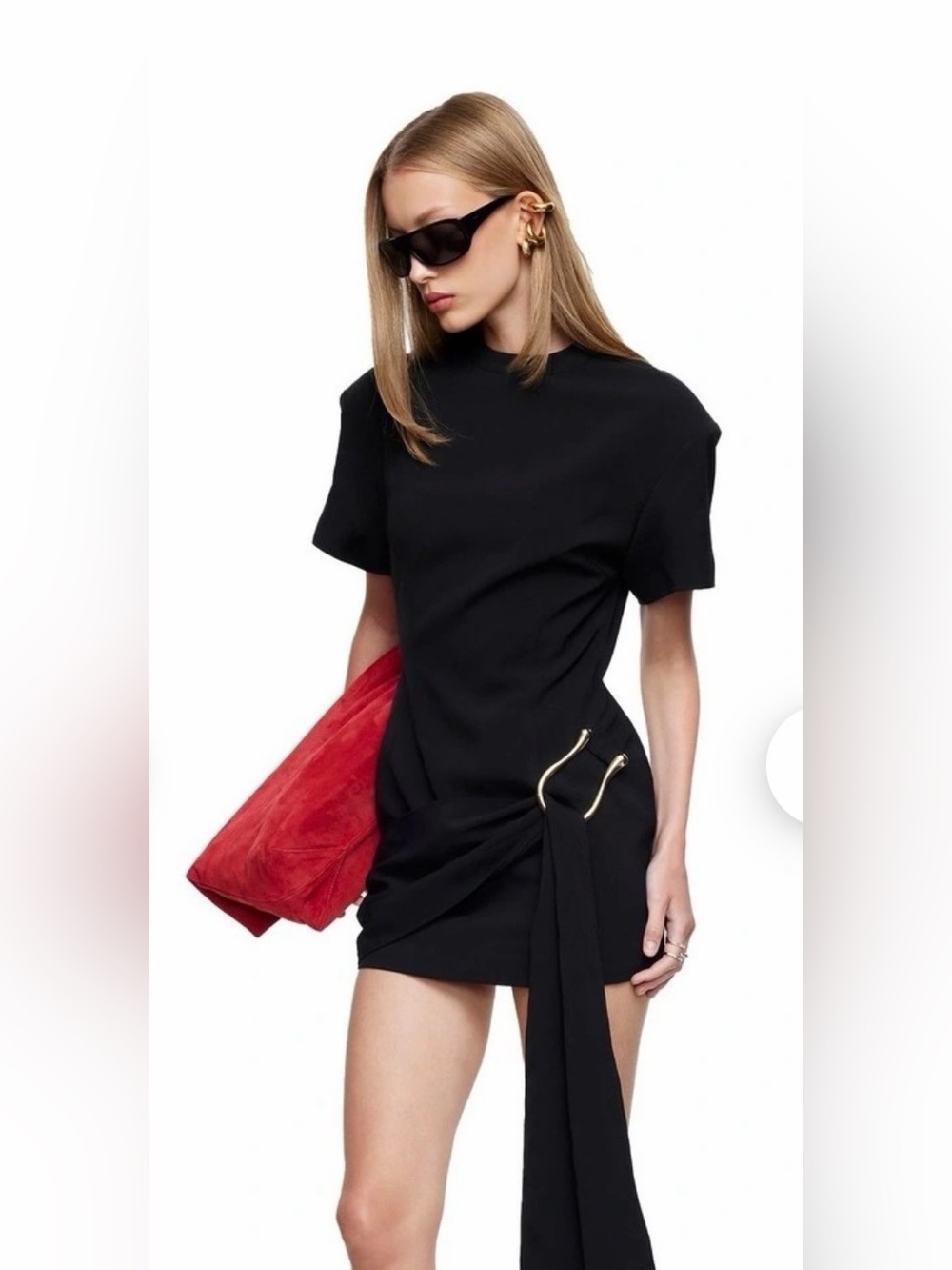 Lioness Black Mini Dress with Gold Hardware